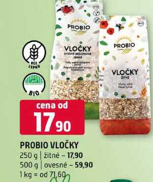 PROBIO VLOČKY 250 g žitné 500 g ovesné 