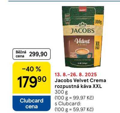 Jacobs Velvet Crema rozpustná káva XXL, 300 g 