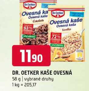 Dr. Oetker Ovesná kaše 58g, vybrané druhy