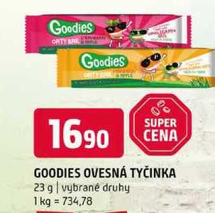 GOODIES OVESNÁ TYČINKA 23 g vybrané druhy 