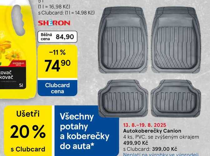 Autokoberečky Canion, 4 ks. PVC. se zvýšeným okrajem 