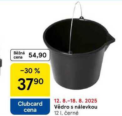 Vědro s nálevkou, 12 l, černé 