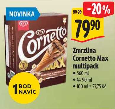Zmrzlina Cornetto Max multipack, 360 ml