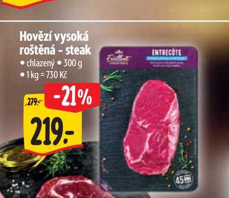 Hovězí vysoká roštěná - steak chlazený 300 g 