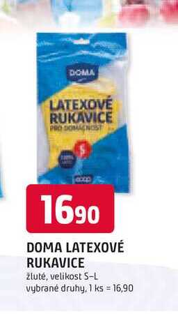 DOMA LATEXOVÉ RUKAVICE žluté, velikost S-L vybrané druhy