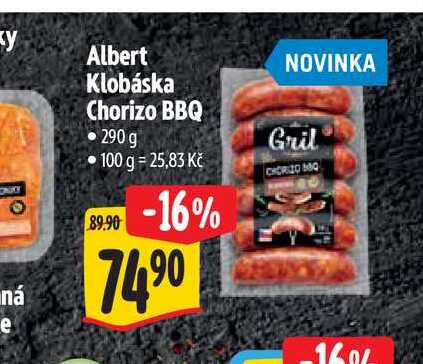   Albert Klobáska Chorizo BBQ 290g  