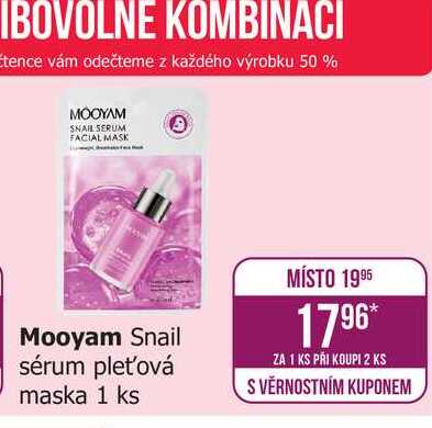 Mooyam Snail sérum pleťová maska 1 ks 