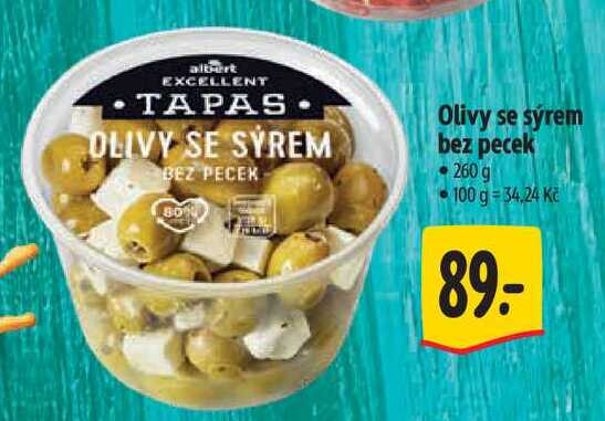 Olivy se sýrem bez pecek, 260 g 