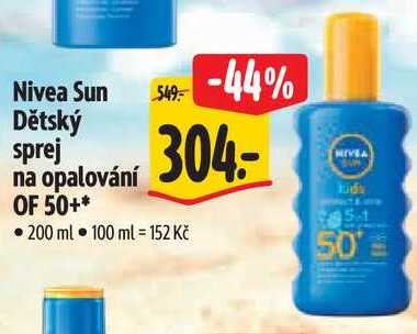 Nivea Sun Dětský sprej na opalování OF 50+, 200 ml