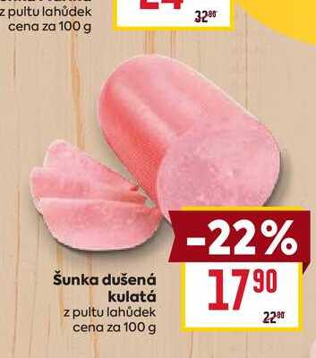 Šunka dušená kulatá z pultu lahůdek cena za 100g