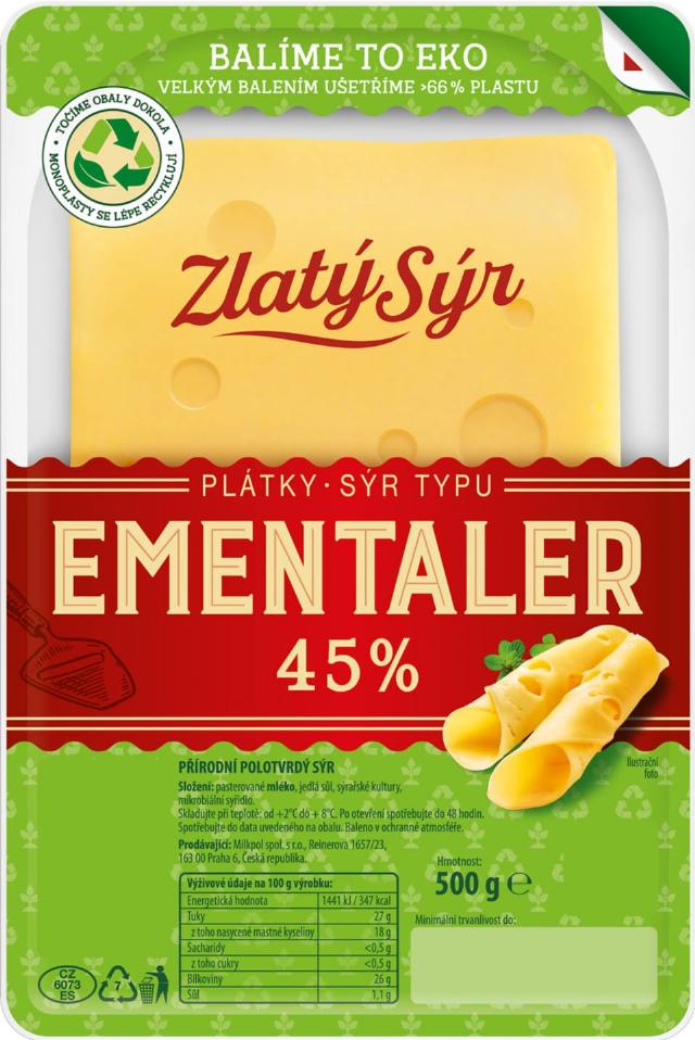 Zlatý sýr Sýr typu Ementaler plátky
