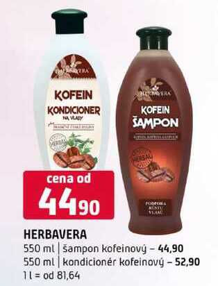  HERBAVERA 550 ml šampon kofeinový 550 ml kondicionér kofeinový 