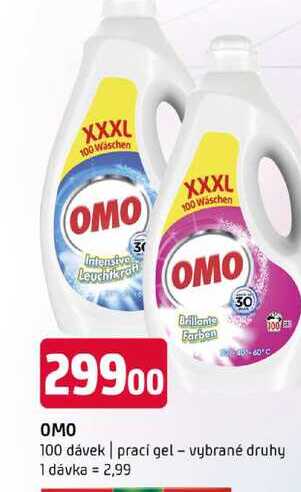 OMO 100 dávek prací gel vybrané druhy