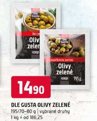 DLE GUSTA OLIVY ZELENÉ 195/70-80 g vybrané druhy