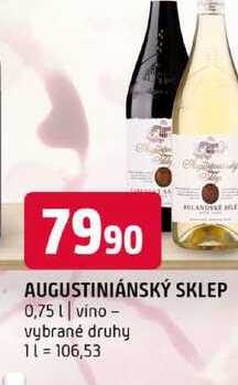 AUGUSTINIÁNSKÝ SKLEP 0,75l vino vybrané druhy