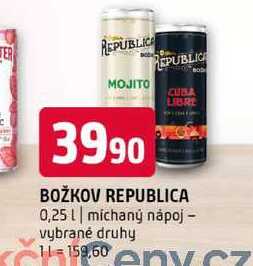 BOŽKOV REPUBLICA 0,25l michaný nápoj vybrané druhy 