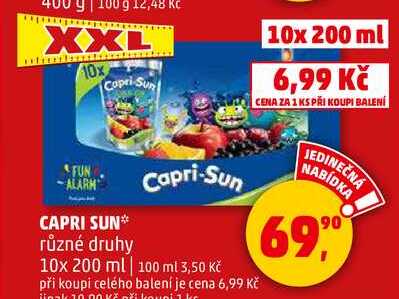 CAPRI SUN různé druhy, 10x 200 ml  