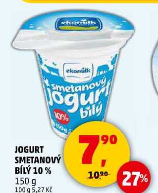 JOGURT SMETANOVÝ BÍLÝ 10%, 150 g  