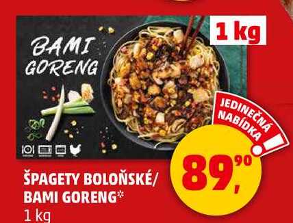 ŠPAGETY BOLOŇSKÉ/ BAMI GORENG, 1 kg  