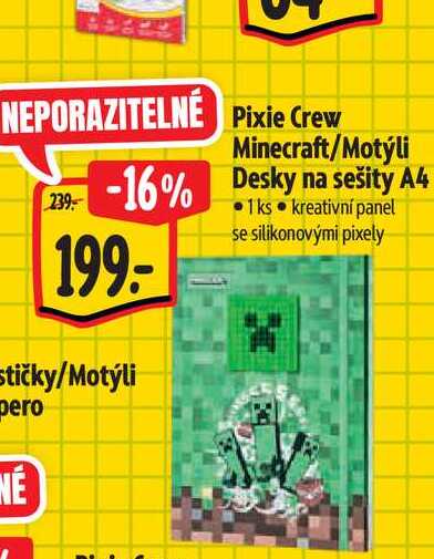   Pixie Crew Minecraft/Motýli Desky na sešity A4  