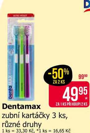 Dentamax zubní kartáčky 3 ks, různé druhy 