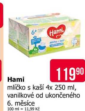 Hami mlíčko s kaší 4x 250 ml