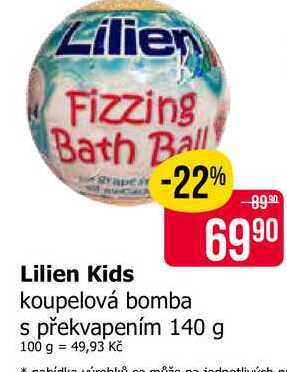 Lilien Kids koupelová bomba s překvapením 140 g 