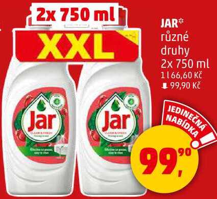 JAR různé druhy, 2x 750 ml 
