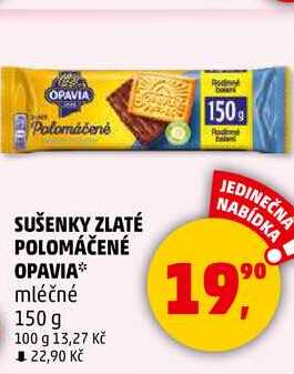 SUŠENKY ZLATÉ POLOMÁČENÉ OPAVIA mléčné, 150 g 