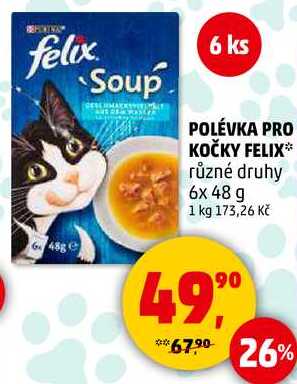 FELIX polévka pro kočky různé druhy, 6x 48 g 