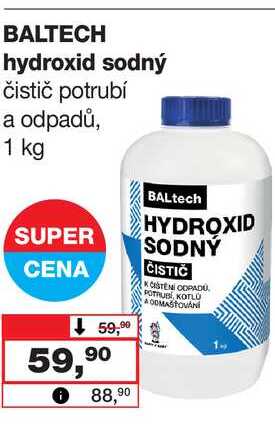 BALTECH hydroxid sodný čistič potrubí a odpadů, 1 kg 