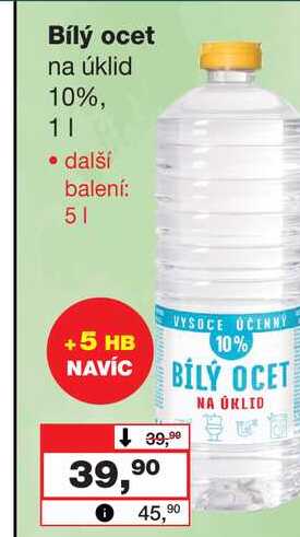 Bílý ocet na úklid 10%, 1l