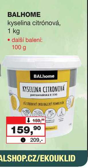 BALHOME kyselina citrónová, 1 kg