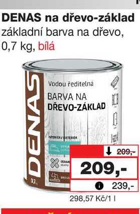 DENAS na dřevo-základ základní barva na dřevo, 0,7 kg, bílá 