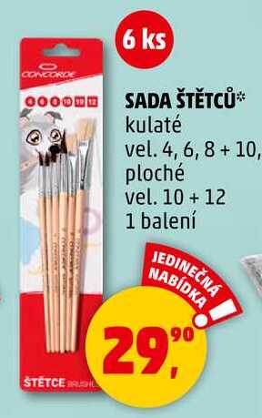 SADA ŠTĚTCŮ kulaté vel. 4, 6, 8 + 10, ploché vel. 10+ 12, 1 balení 