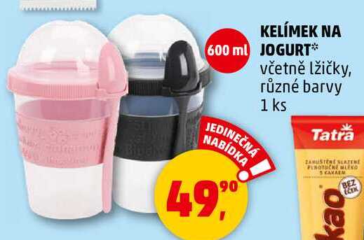 KELÍMEK NA JOGURT včetně lžičky, různé barvy, 1 ks  