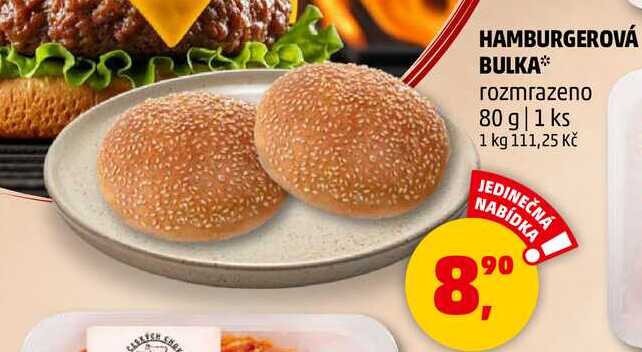 HAMBURGEROVÁ BULKA rozmrazeno, 80 g 