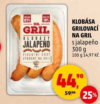 KLOBÁSA GRILOVACÍ NA GRIL s jalapeňo, 300 g