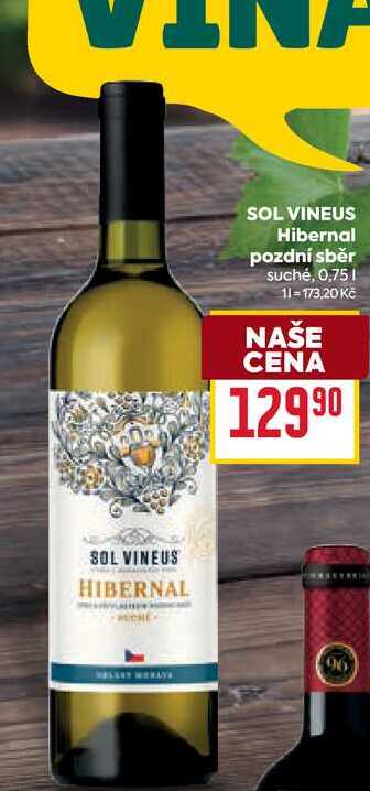 SOL VINEUS Hibernal pozdní sběr suché, 0,75l