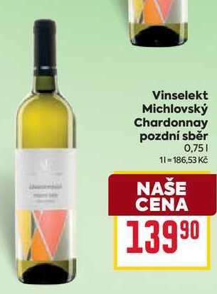 Vinselekt Michlovský Chardonnay pozdní sběr 0,75l