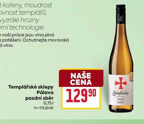 Templářské sklepy Pálava pozdní sběr 0,75l