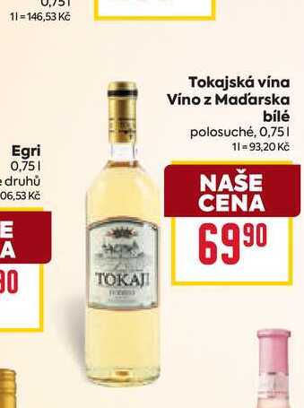 Tokajská vína Víno z Maďarska bílé polosuché, 0,75l