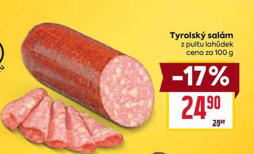 Tyrolský salám z pultu lahůdek cena za 100g