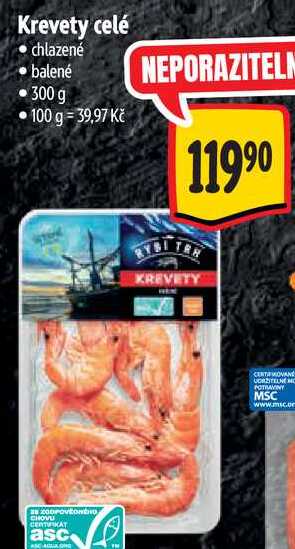 Krevety celé, 300 g