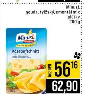 Minusl gouda, tylžský, ementál mix plátky 200 g