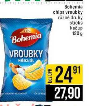 Bohemia chips vroubky různé druhy sticks kečup 120 g