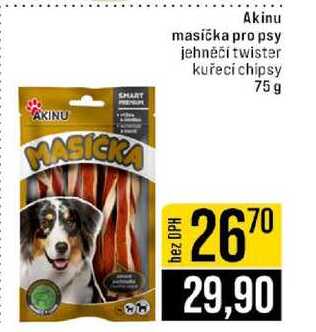 Akinu masička pro psy jehněčí twister kuřecí chipsy 75g