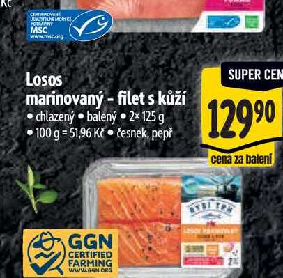   Losos marinovaný - filet s kůží  2x125 g