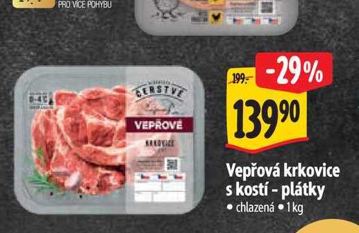   Vepřová krkovice s kostí - plátky 1kg 