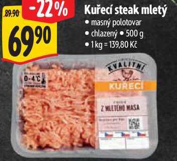 Kuřecí steak mletý, 500 g